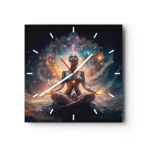 Ceas de perete - Ceas pe sticlă - Flux de energie bună - 30x30 cm