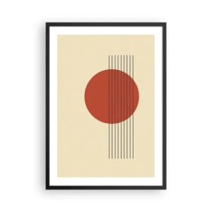 Poster în ramă neagră - Compoziție geometrică cu un cerc roșu - 50x70cm - În continuare - Decorațiune modernă pentru perete pentru living și dormitor ARTTOR