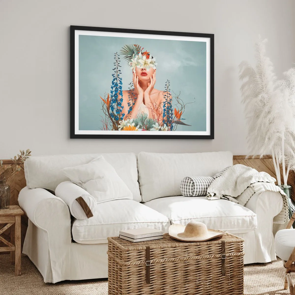 Poster în ramă neagră - Femeia floare - 70x50 cm