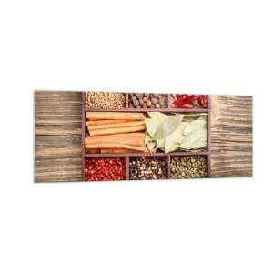 Tablou pe sticlă - Ordine de forme, buchet de arome - 140x50 cm