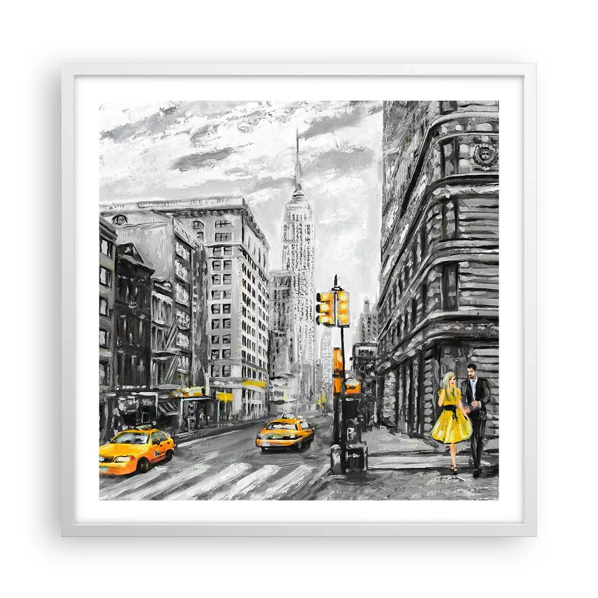 Poster în ramă albă - O poveste din New York - 60x60 cm