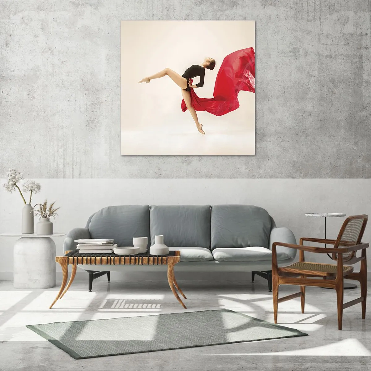 Tablou pe sticlă - Roșu și negru - 50x50 cm