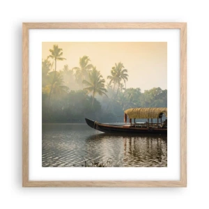 Poster în ramă de stejar deschis - Casă pe râu - 40x40 cm