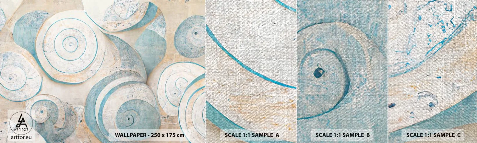 Mostră tapet Premium Canvas - Ce ascunde cochilia? - Minimalism, Scoici, Luminos - 100x30 cm