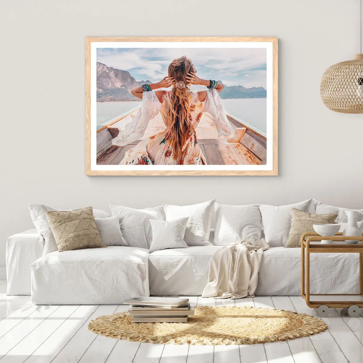 Poster în ramă de stejar deschis - Pe drumul spre fericire - 70x50 cm