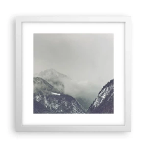 Poster în ramă albă - Valea cețoasă - 30x30 cm