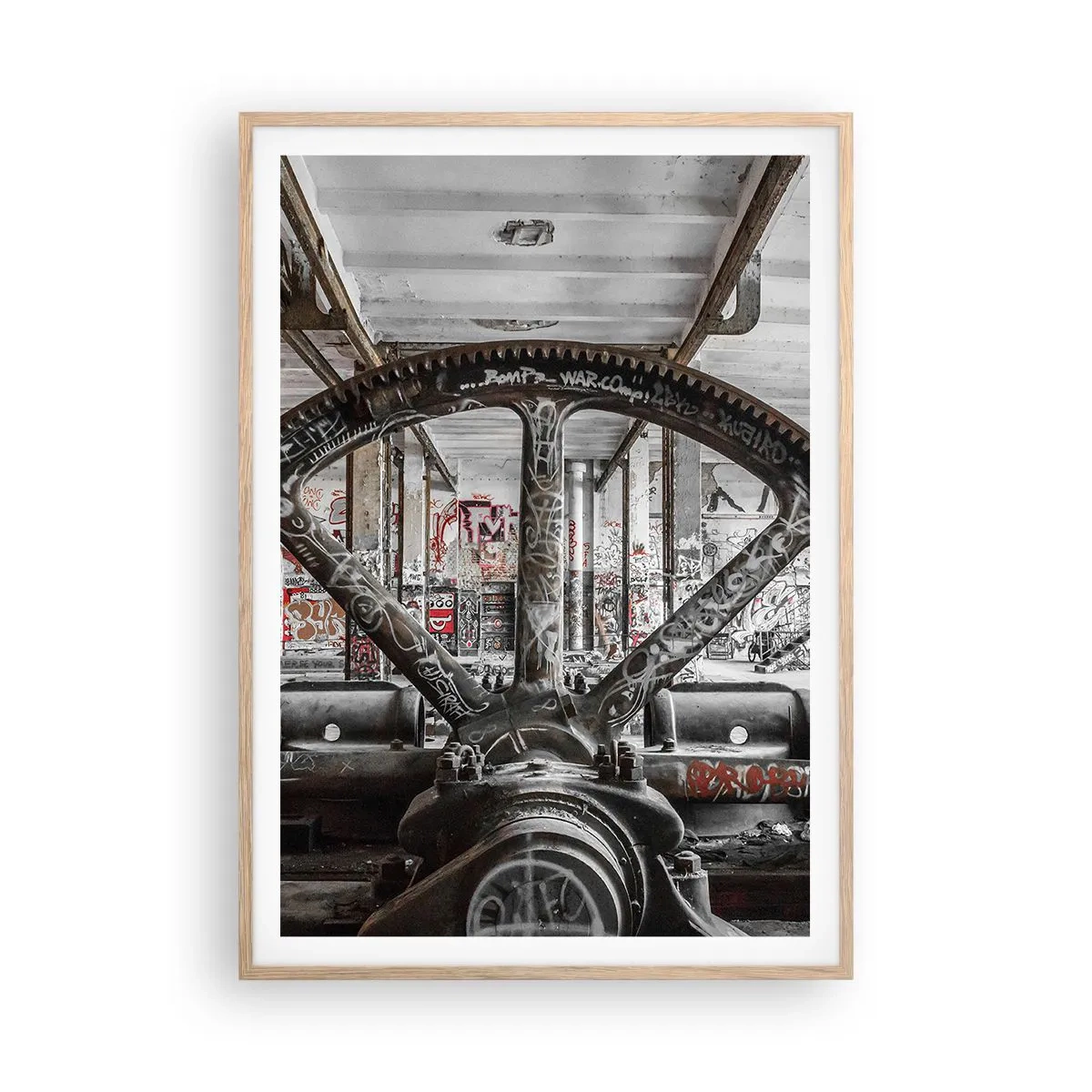 Poster în ramă de stejar deschis - Viața secretă a unei fabrici - 70x100 cm