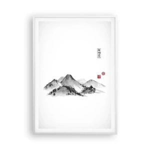 Poster în ramă albă - Dincolo de dealuri - 70x100 cm