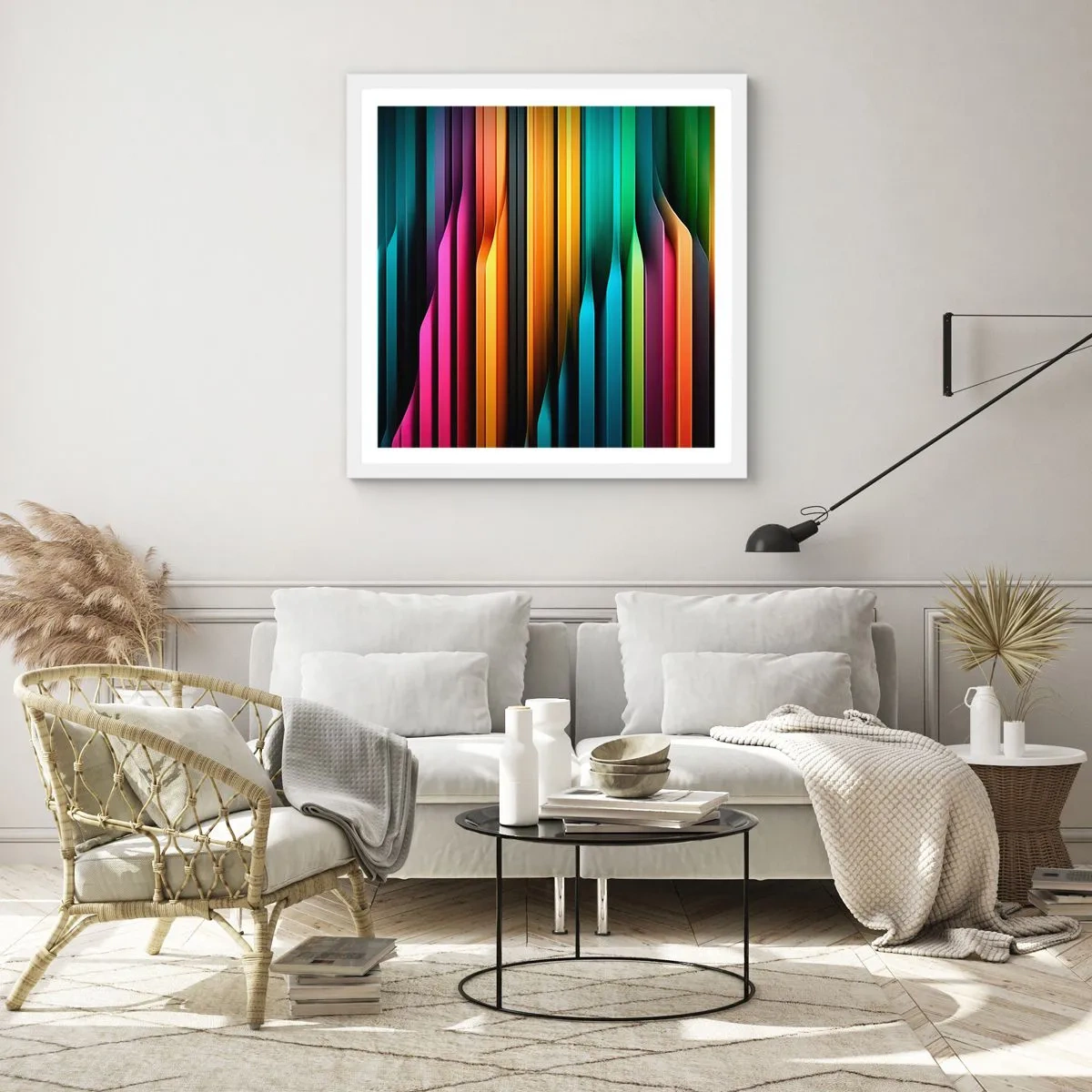 Poster în ramă albă - Orgă de lumină - 50x50 cm