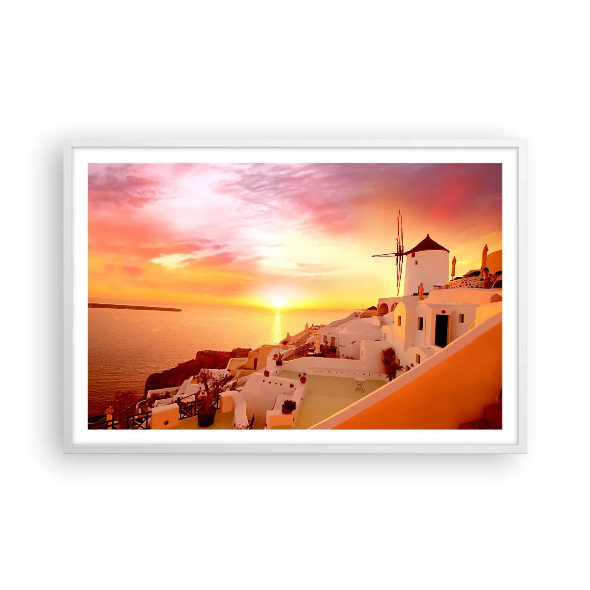 Poster în ramă albă - Dizolvându-se în alb și auriu - 91x61 cm