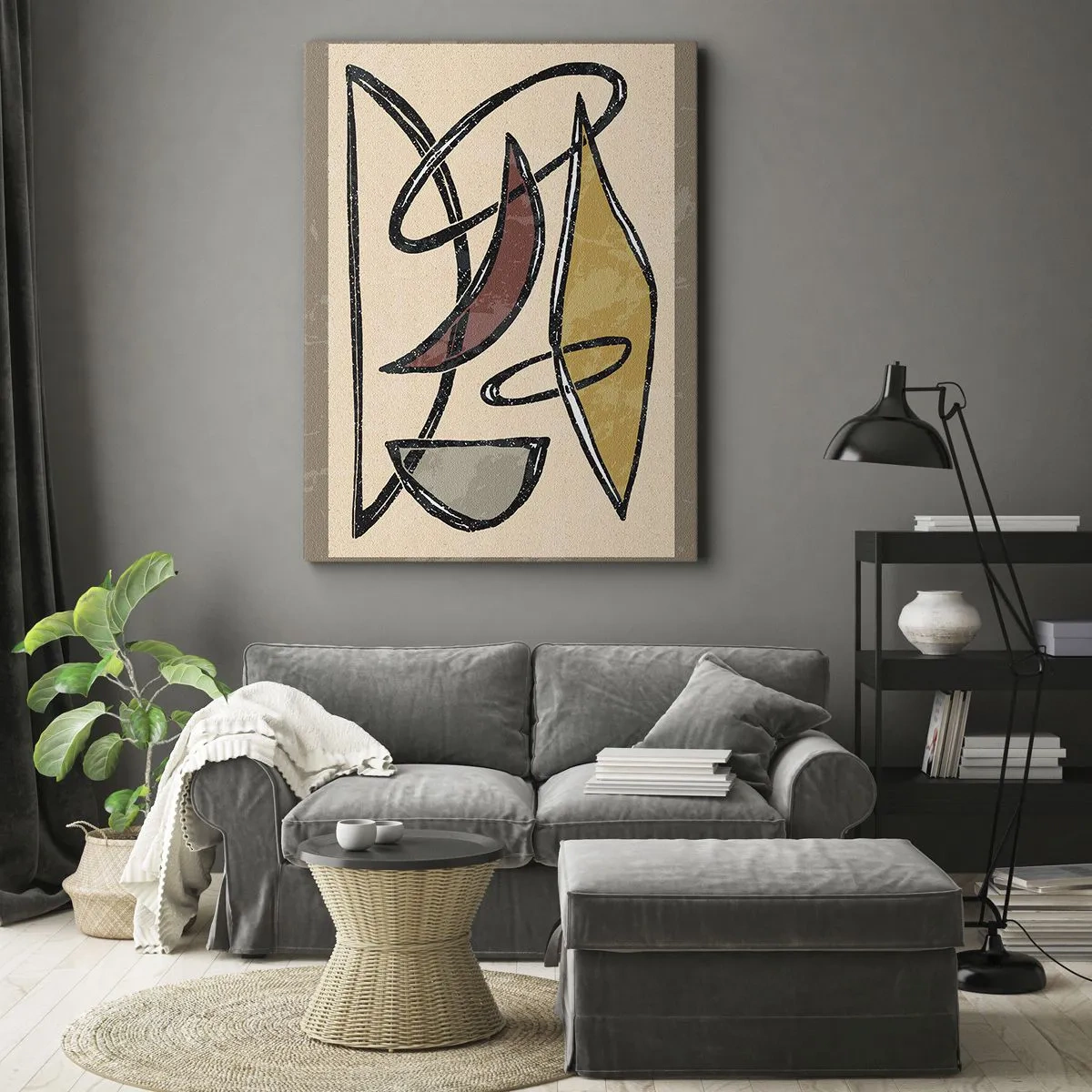 Tablou pe pânză - Compoziție - arcuri și ovale - 70x100 cm