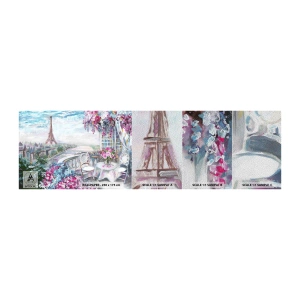 Mostră tapet Premium Sand - Este cel mai frumos aici în luna mai - Oraș, turnul Eiffel, Paris - 100x30 cm