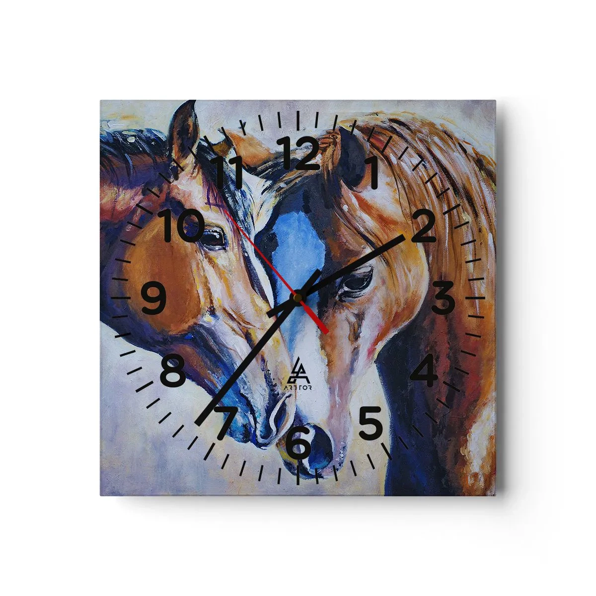 Ceas de perete - Ceas pe sticlă - Două suflete apropiate - 30x30 cm