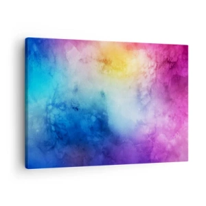 Tablou pe pânză Canvas - O compoziție abstractă în nuanțe pastelate de roz și albastru. - 70x50cm - Aproape în al șaptelea cer - Decorațiune modernă pentru perete pentru living și dormitor ARTTOR