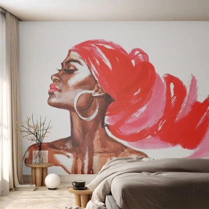 Tapet Premium Sand - Există un vânt care suflă în nările unui om - Portretul unei femei, Chipul de femeie, Abstracția - 200x140 cm