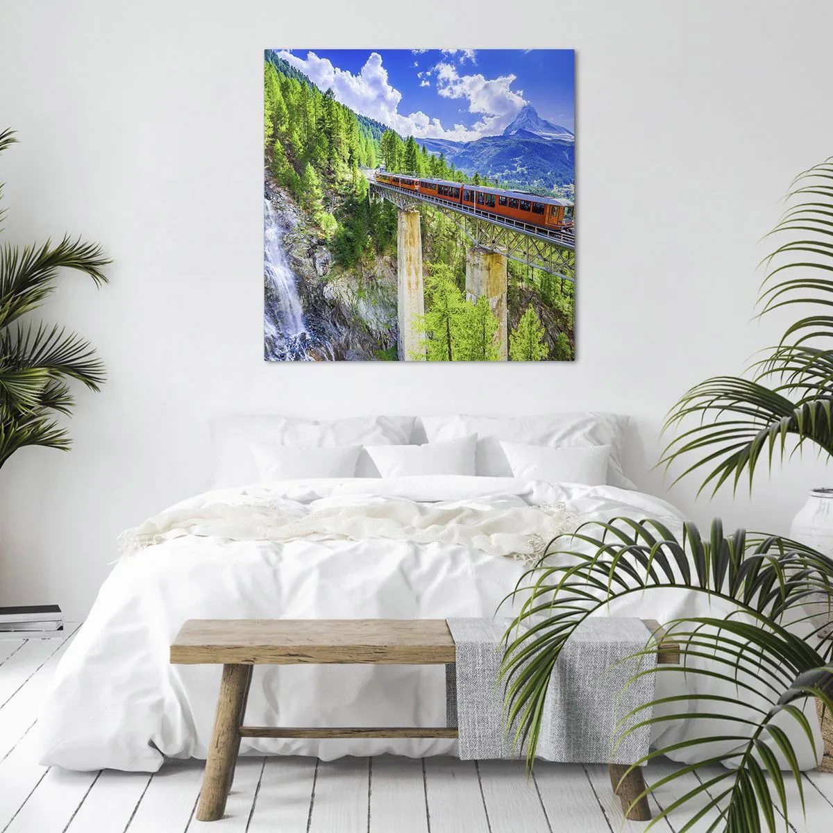 Tablou pe pânză - Calea ferată din Alpi - 50x50 cm