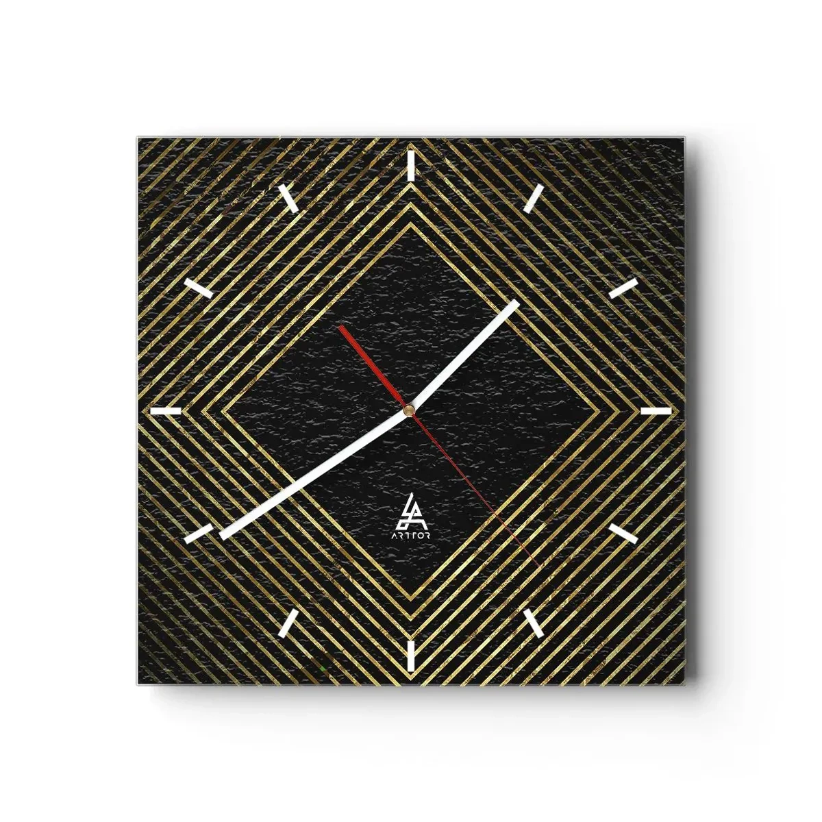 Ceas de perete - Ceas pe sticlă - Geometrie în stil glamour - 40x40 cm