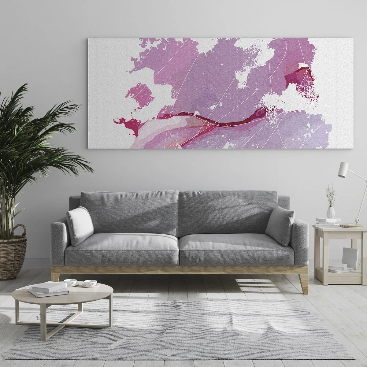 Tablou pe sticlă - Harta unei lumi roz - 100x40 cm