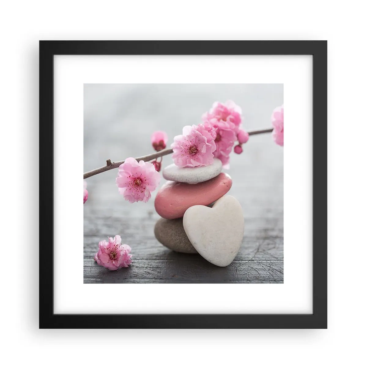 Poster în ramă neagră - Fericirea florilor de cireș - 30x30 cm