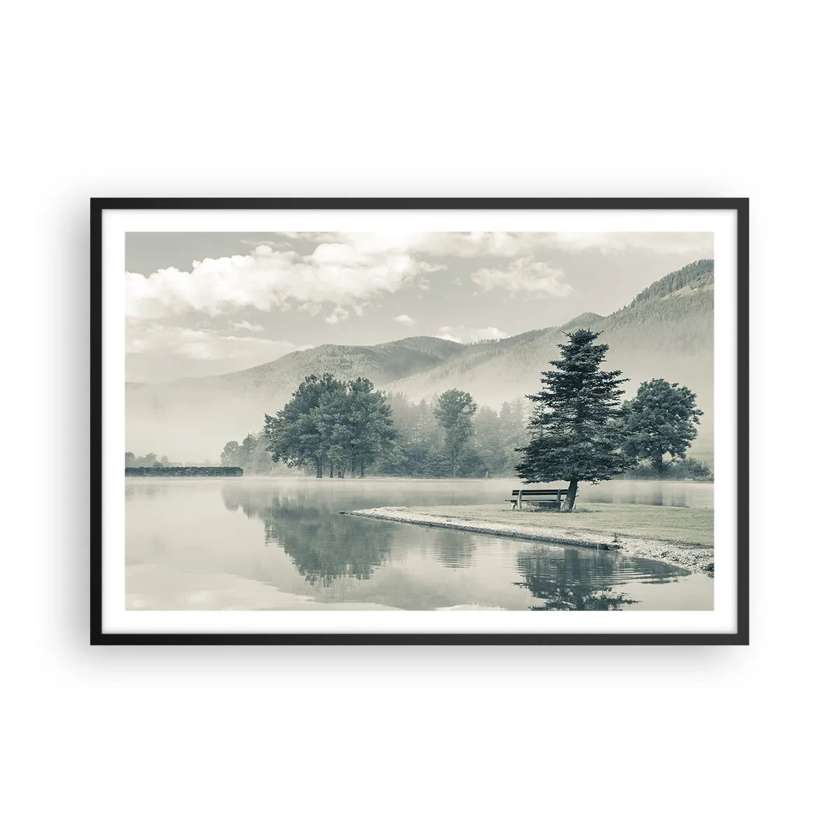 Poster în ramă neagră - Lacul încă doarme - 91x61 cm