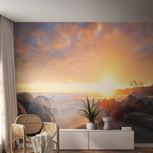Tapet Premium Sand - Briză luminoasă de seară - Peisaj, Mare, răsărit - 300x210 cm