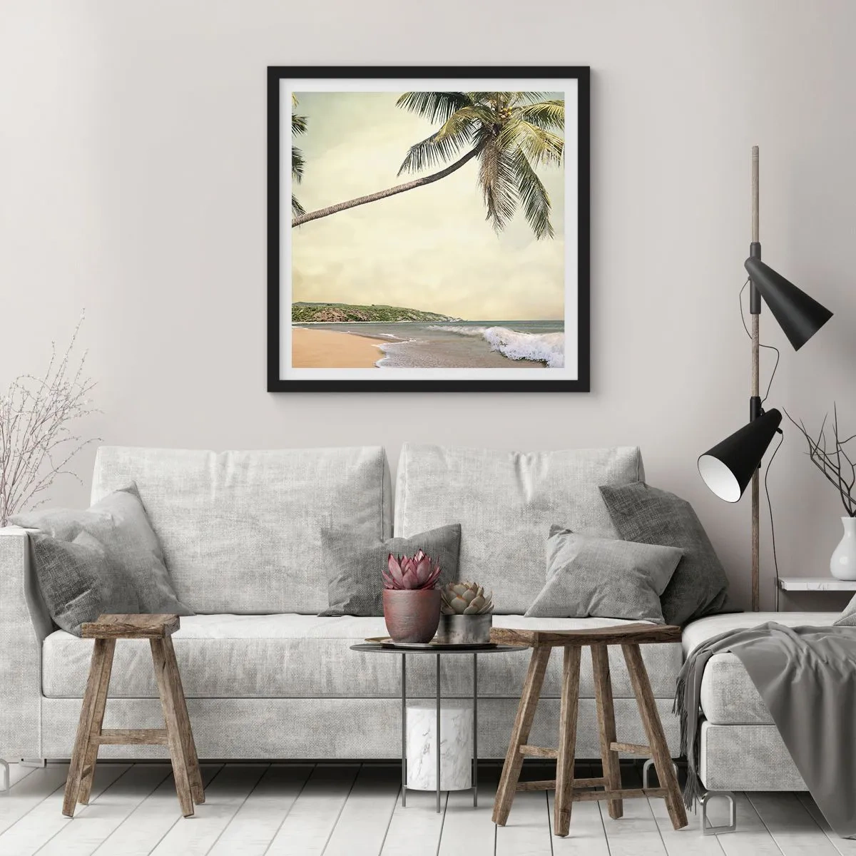 Poster în ramă neagră - Vis tropical - 30x30 cm