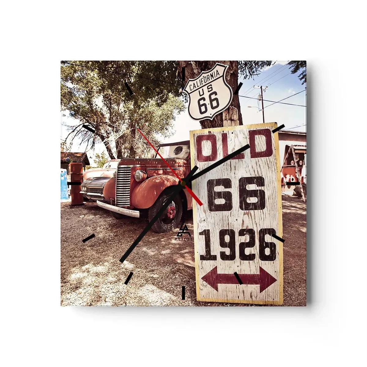 Ceas de perete - Ceas pe sticlă - O legendă provincială americană - 40x40 cm