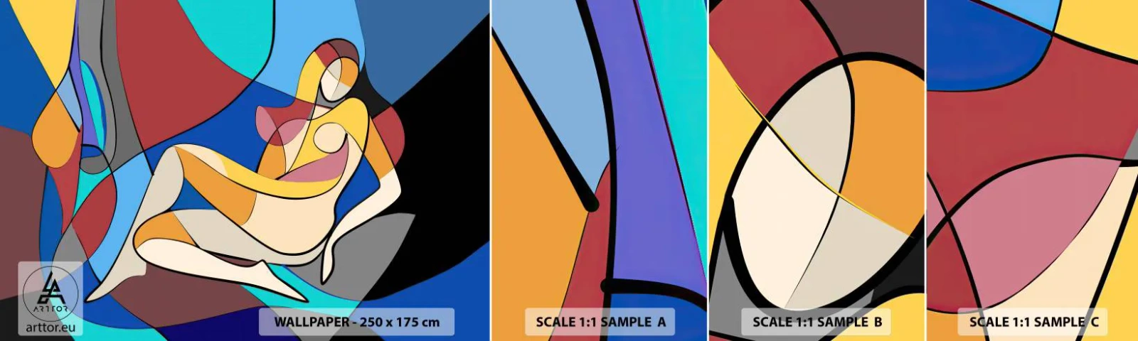 Mostră de Tapet Standard Eco - Nudul cubist - Cubism, Modern, Femeie - 100x30 cm