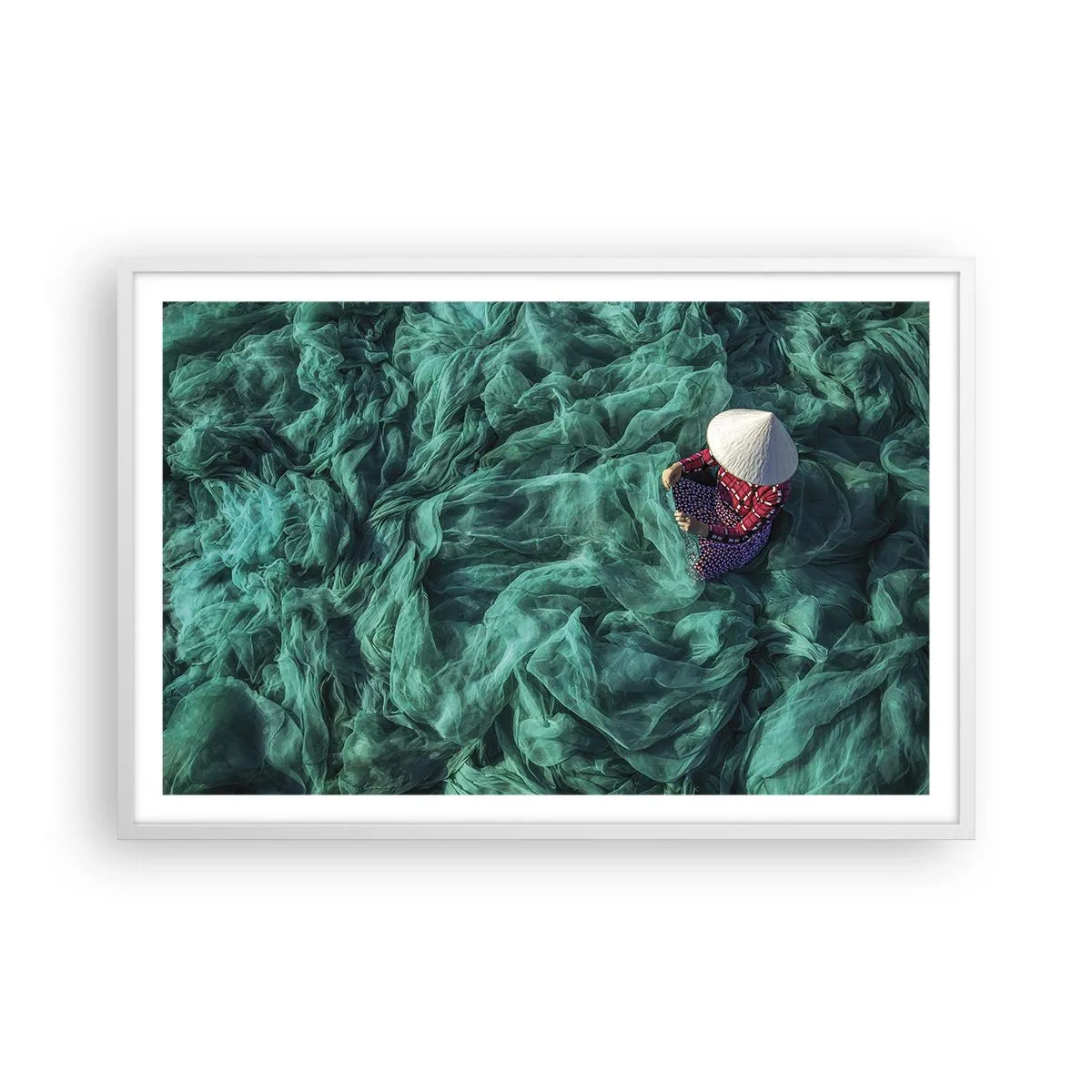 Poster în ramă albă - Într-o mare de rețea - 91x61 cm