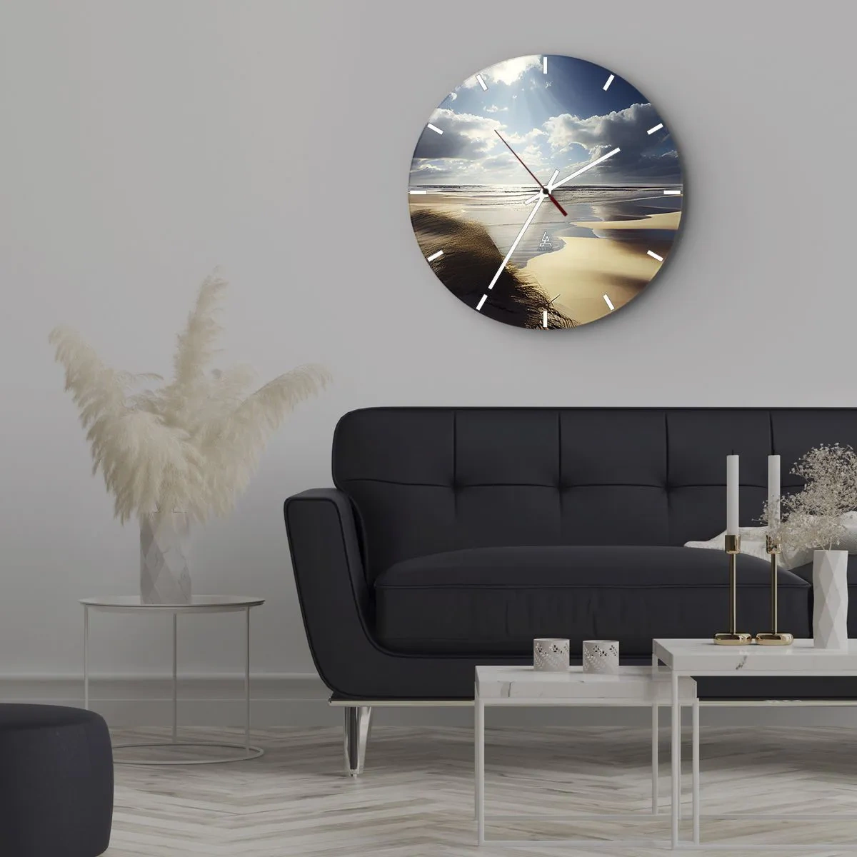Ceas de perete - Ceas pe sticlă - O plajă sălbatică cu dune iluminate de lumina soarelui și nori - 30x30cm - Plajă sălbatică - Decorațiune modernă pentru perete pentru living, bucătărie și dormitor ARTTOR