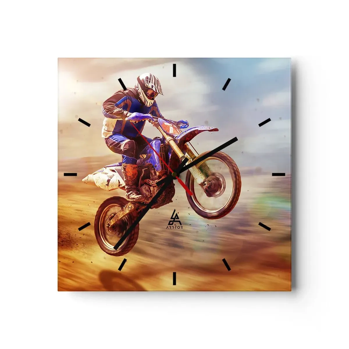 Ceas de perete - Ceas pe sticlă - Nebunie motociclistă - 30x30 cm