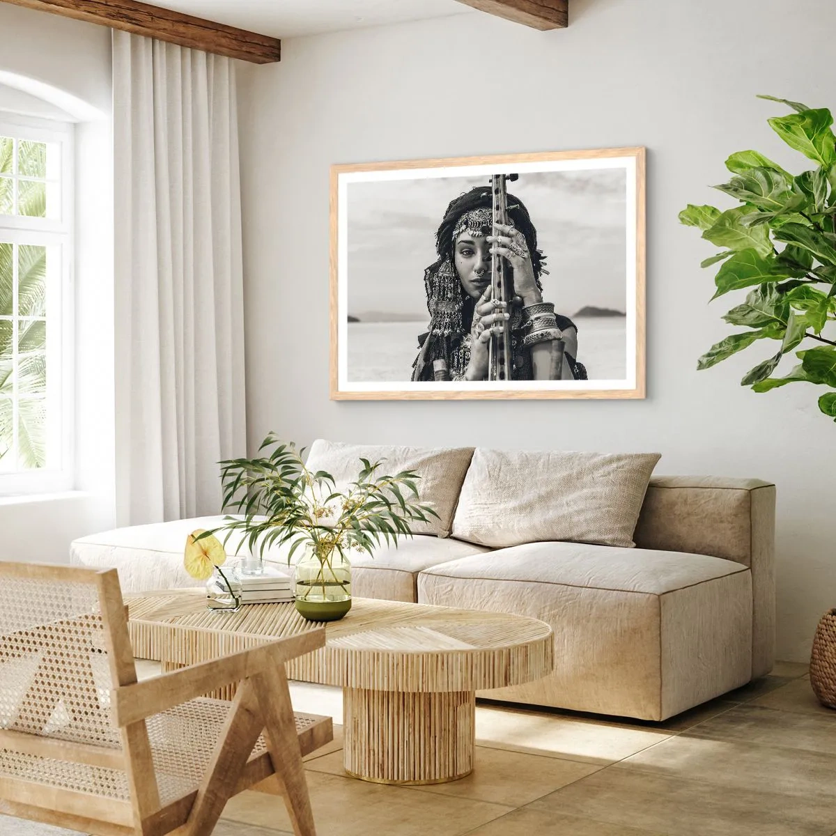 Poster în ramă de stejar deschis - Muzica orientală în sine - 91x61 cm