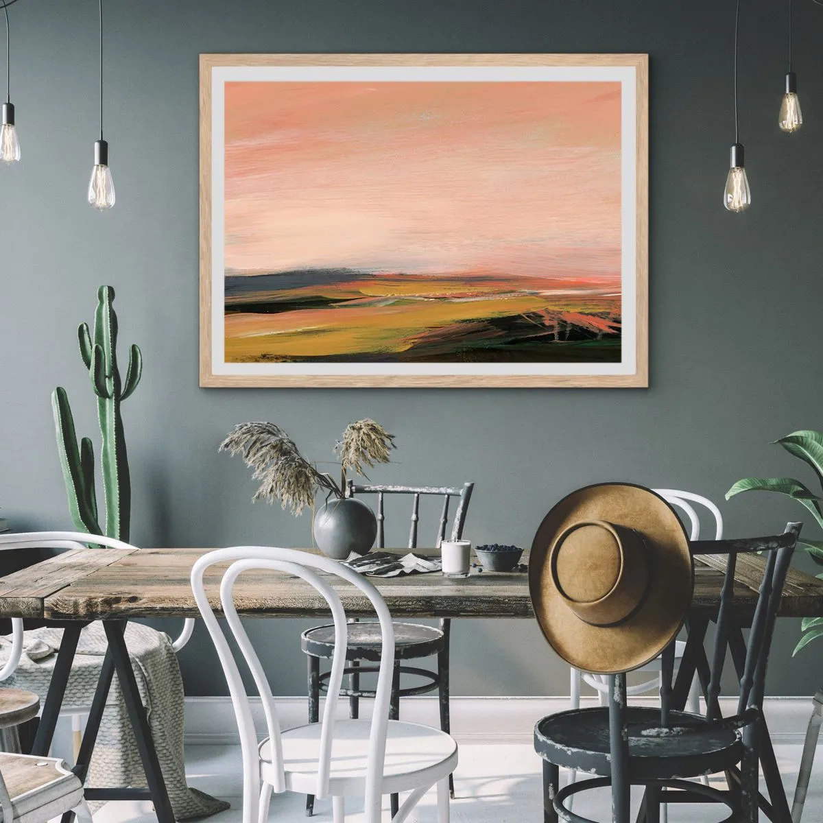 Poster în ramă de stejar deschis - Tonalitatea de roz - 91x61 cm