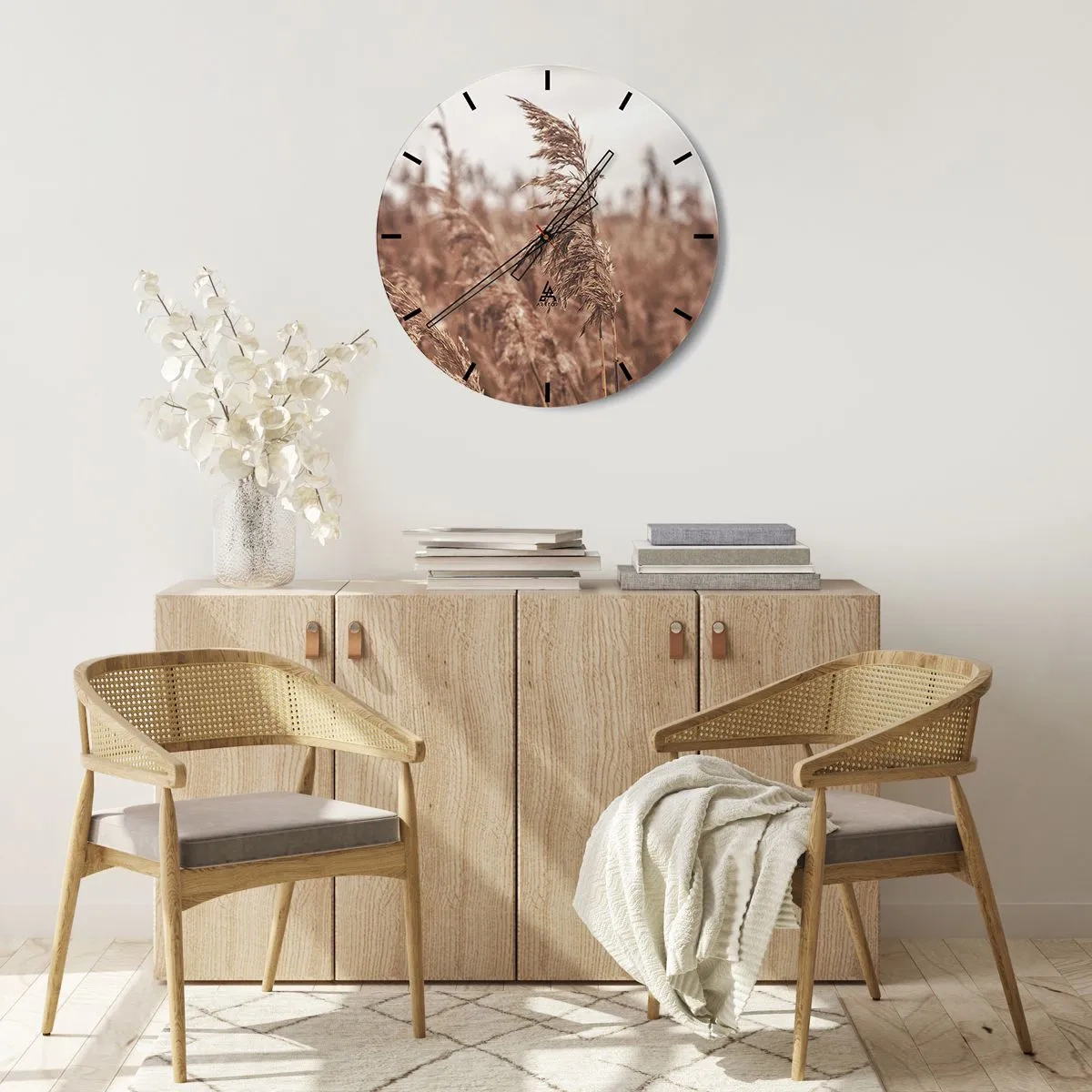 Ceas de perete - Ceas pe sticlă - Toamna pe câmpuri - 40x40 cm