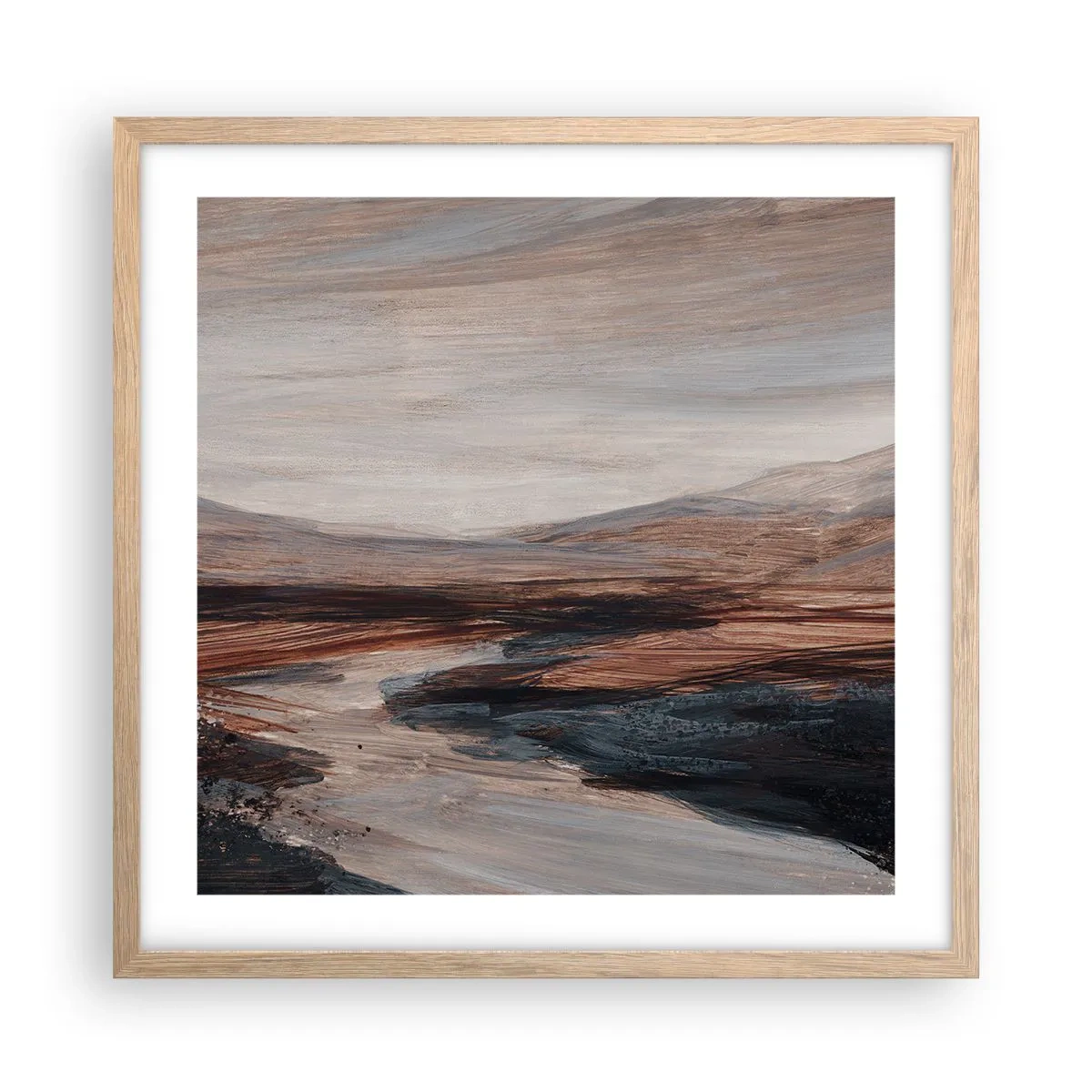 Poster în ramă de stejar deschis - Valea liniștită - 50x50 cm