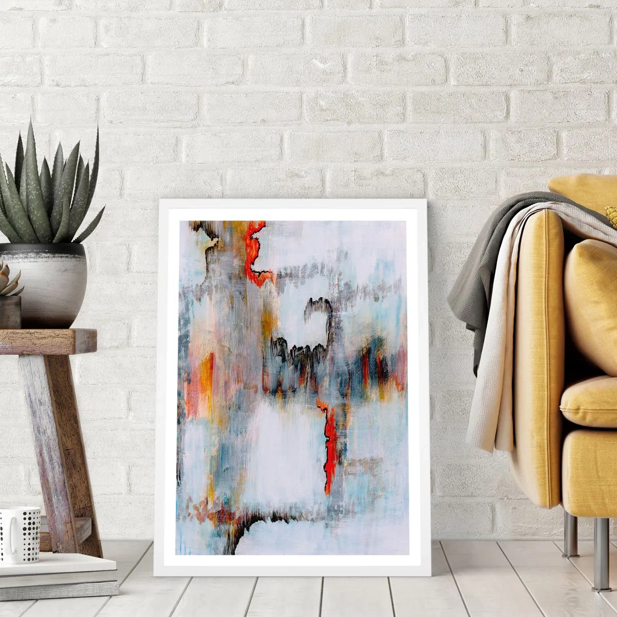 Poster în ramă albă - Cu bățul pe apă - 40x50 cm