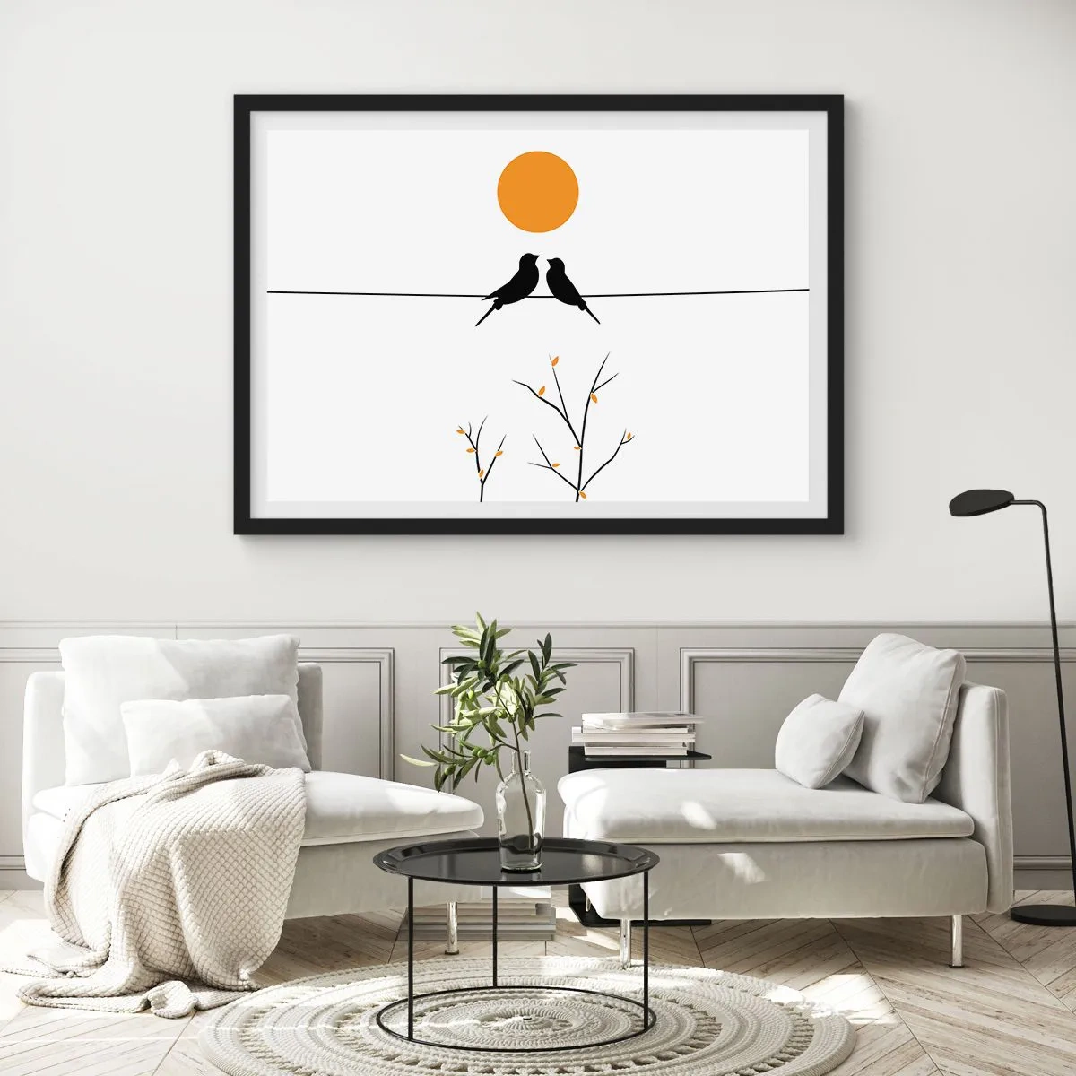 Poster în ramă neagră - Seară cu privighetori - 70x50 cm