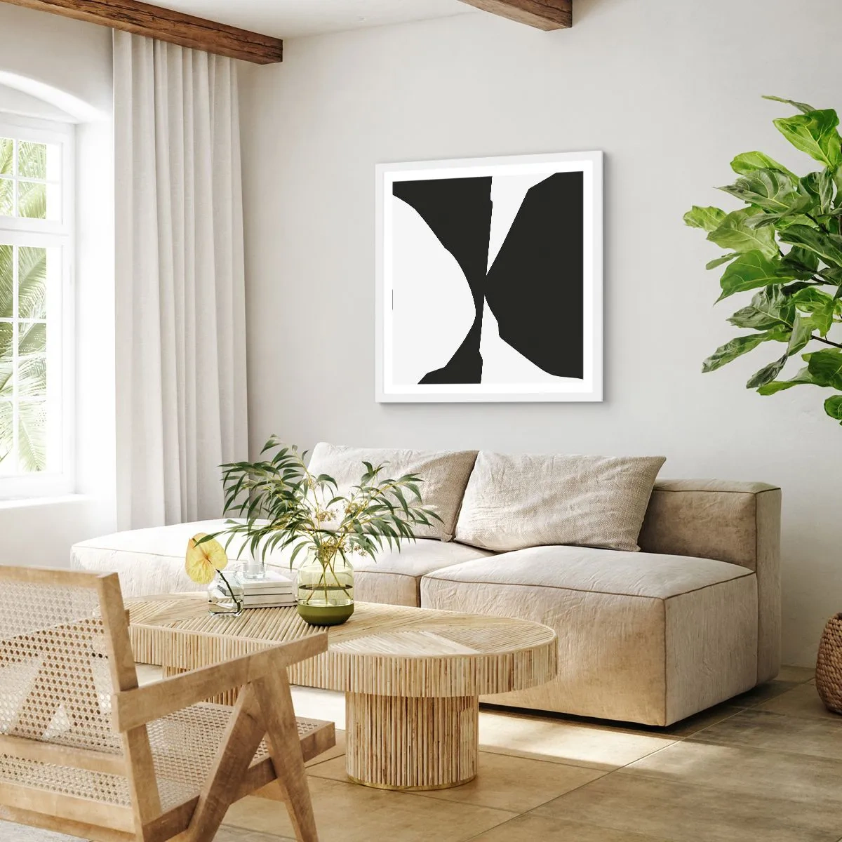 Poster în ramă albă - Pozitiv -negativ - 40x40 cm