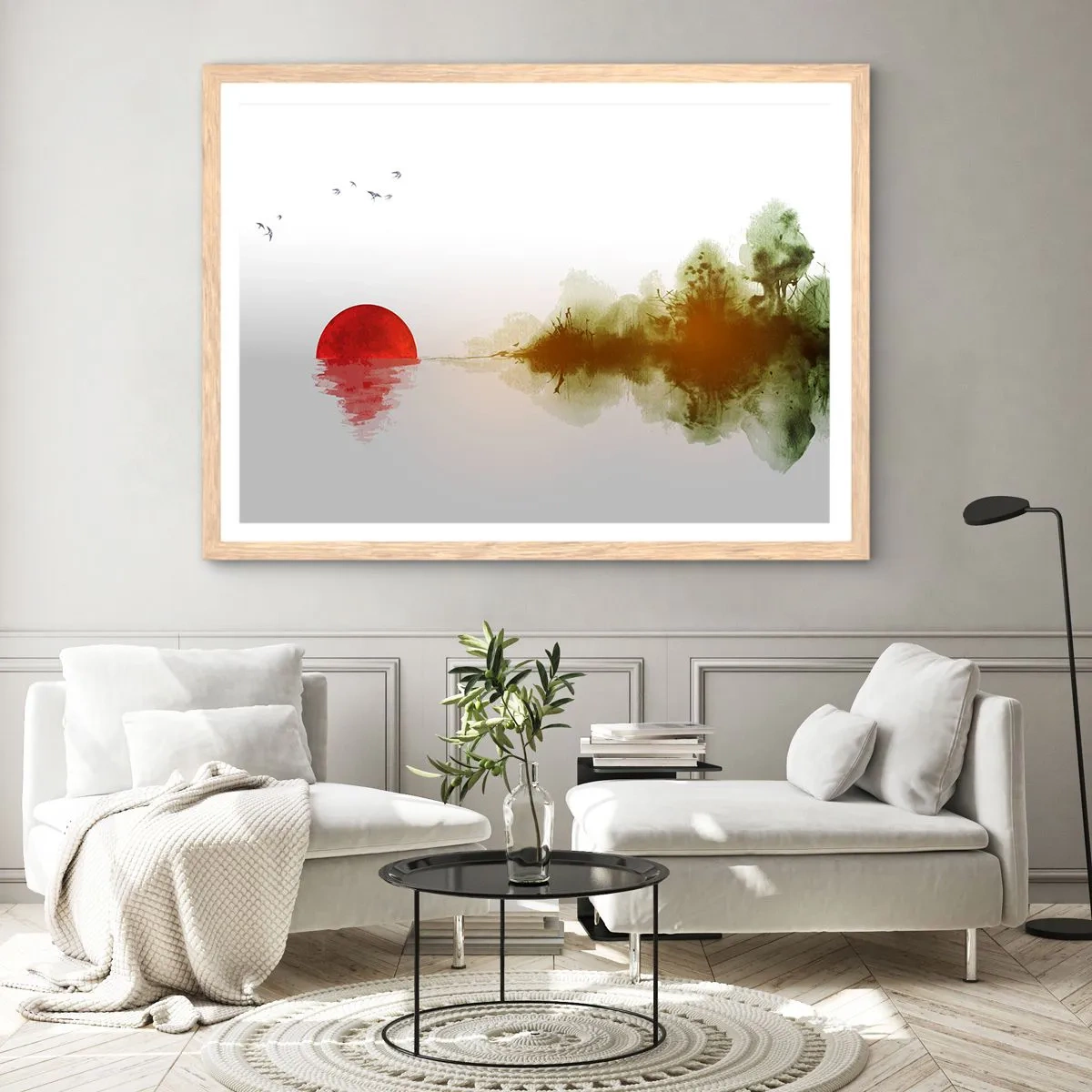 Poster în ramă de stejar deschis - Promisiune de liniște - 100x70 cm