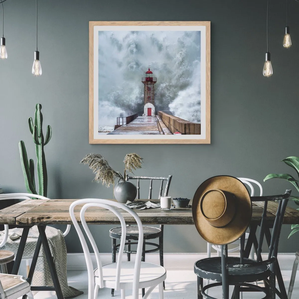 Poster în ramă de stejar deschis - Zgomotul apelor, sunetul vântului - 30x30 cm