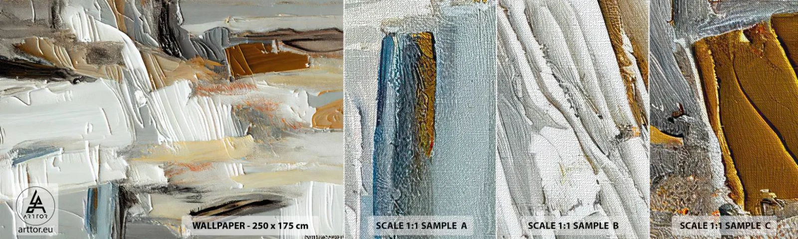 Mostră tapet Premium Canvas - Stratificare colorată - Bucată, A picta, Pictura - 100x30 cm