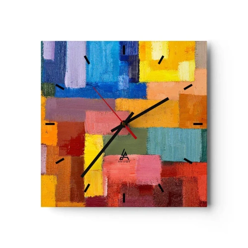 Ceas de perete - Ceas pe sticlă - Fiecare diferită, toate colorate - 30x30 cm