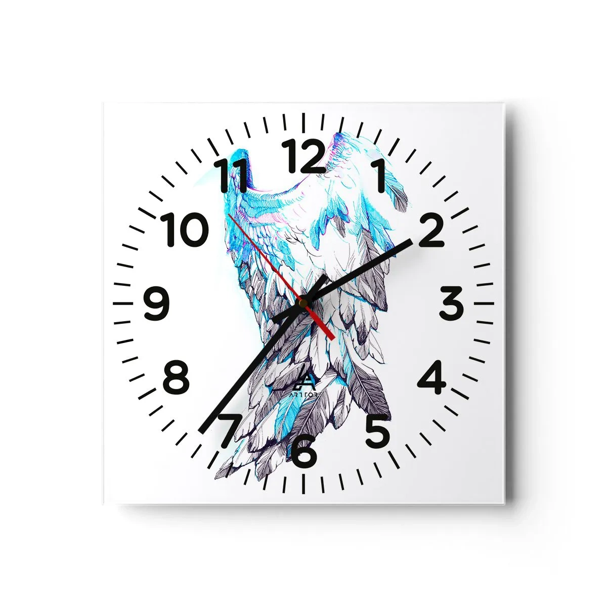 Ceas de perete - Ceas pe sticlă - Am nevoie de aripi - 30x30 cm