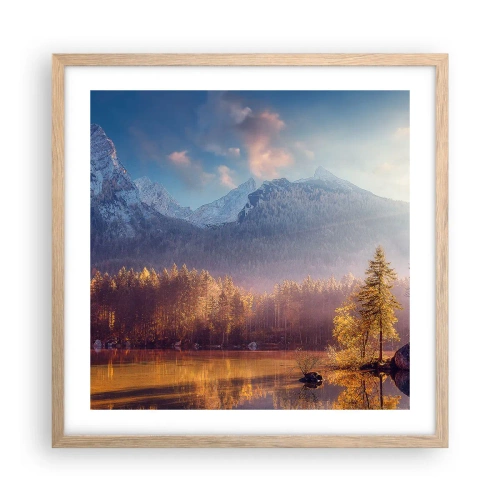 Poster în ramă de stejar deschis - La munte și la deal - 50x50 cm