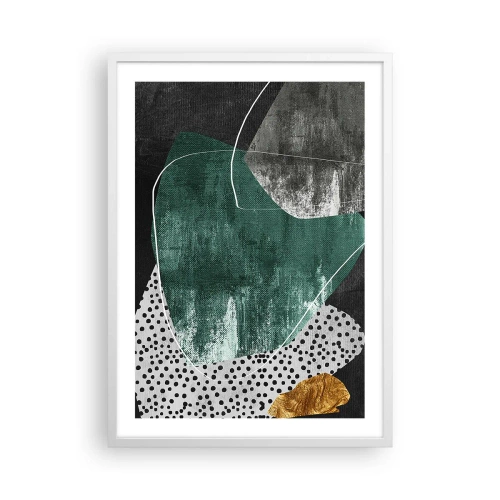 Poster în ramă albă - Abstracție colorată cu fulgi de aur - 50x70 cm