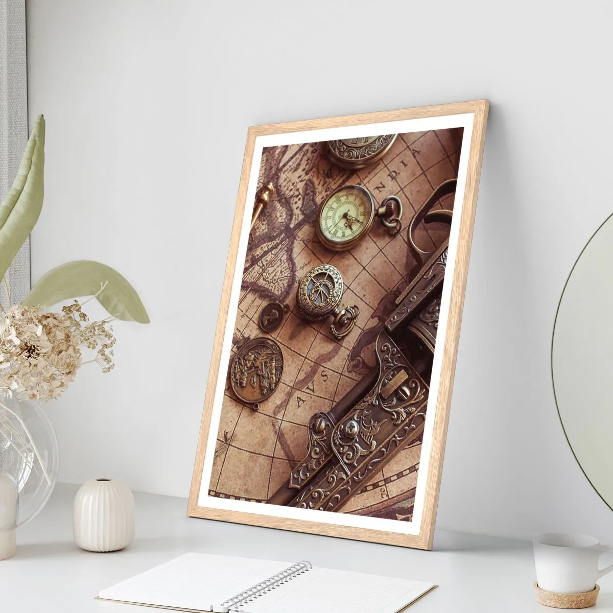 Poster în ramă de stejar deschis - Sugestii de aventură - 40x50 cm