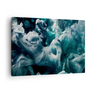 Tablou pe pânză Canvas - Valuri abstracte dinamice în nuanțe de albastru și alb - 70x50cm - Mișcarea culorilor - Decorațiune modernă pentru perete pentru living și dormitor ARTTOR