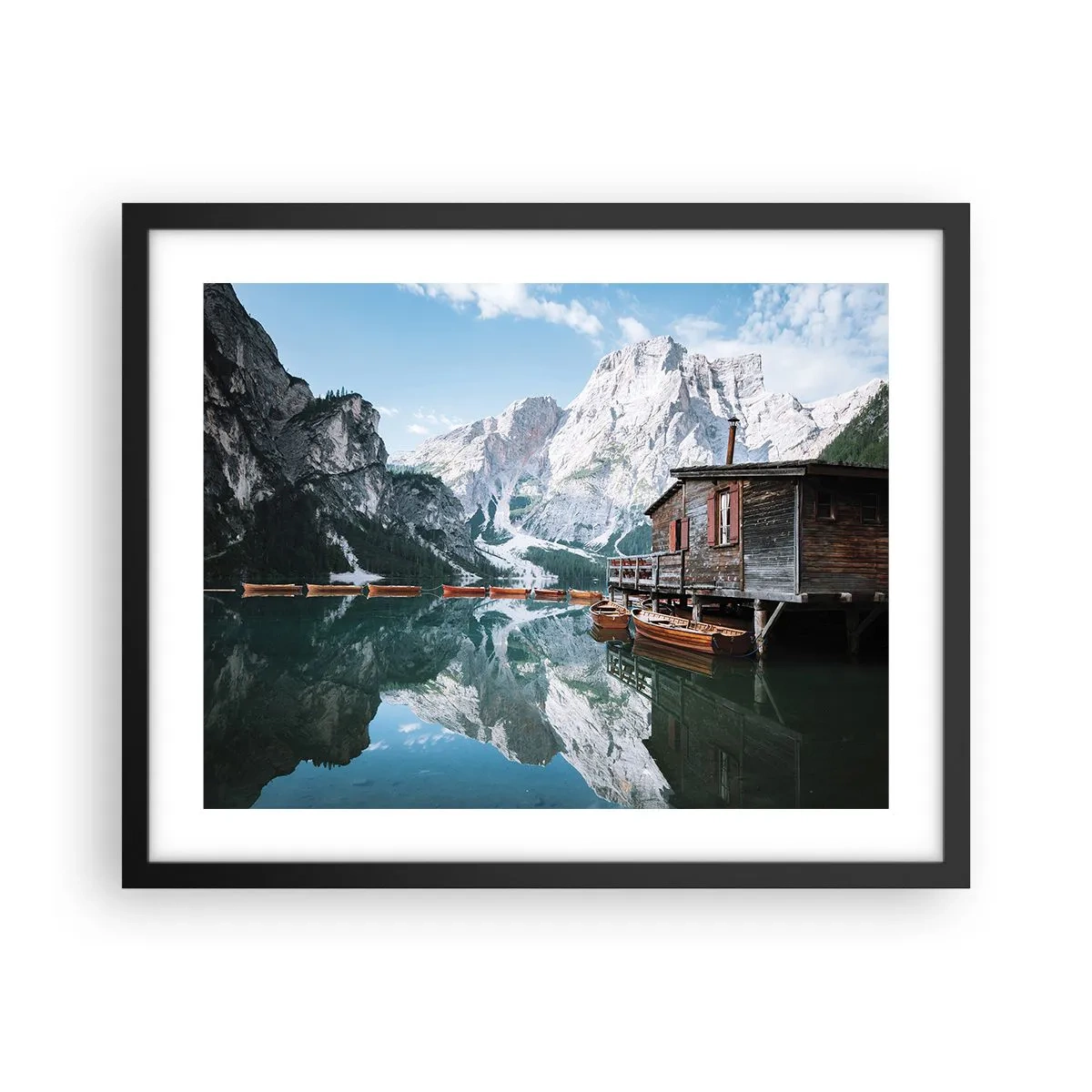 Poster în ramă neagră - Dimineață cristalină de munte - 50x40 cm