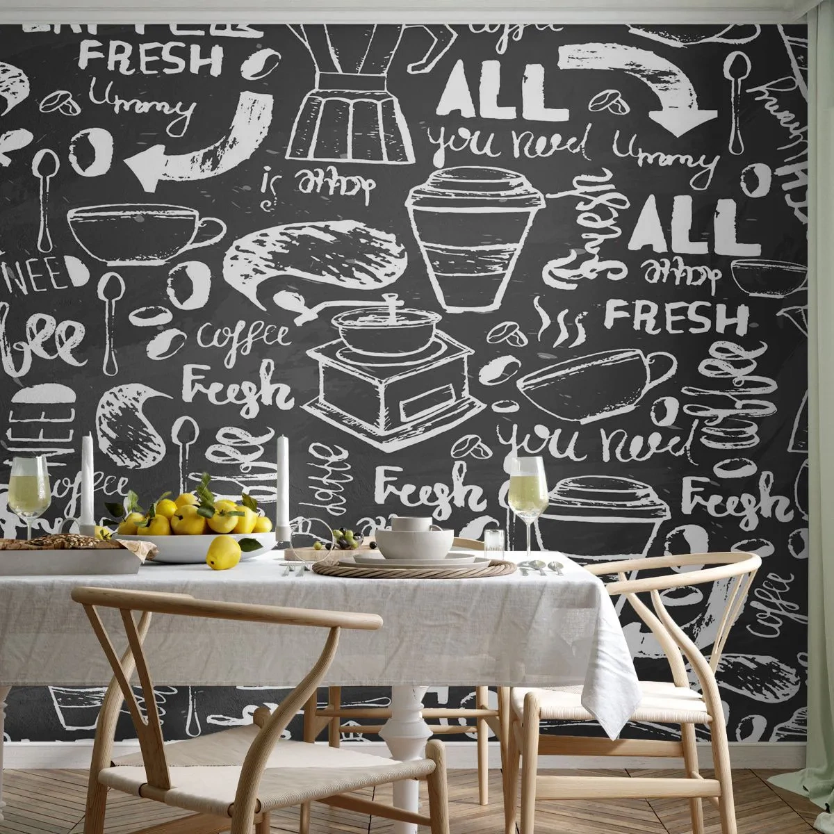 Tapet Premium Sand - All you need is… - Gastronomie, mural, Graffiti - 500x350 cm