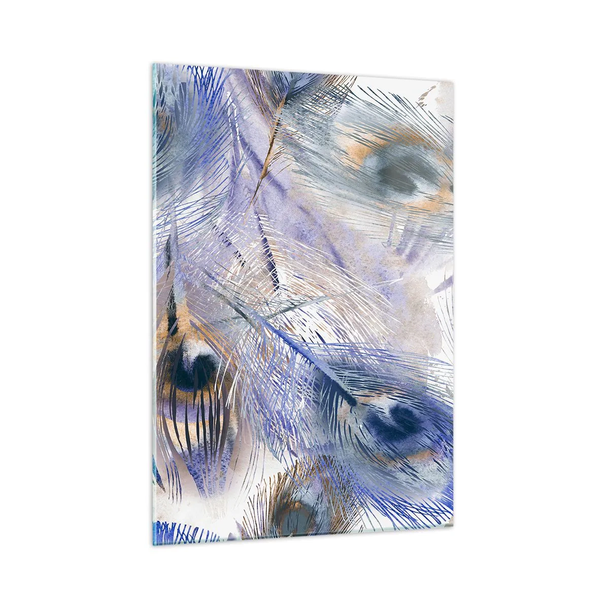Tablou pe sticlă - Compoziția penelor de păun - 50x70 cm